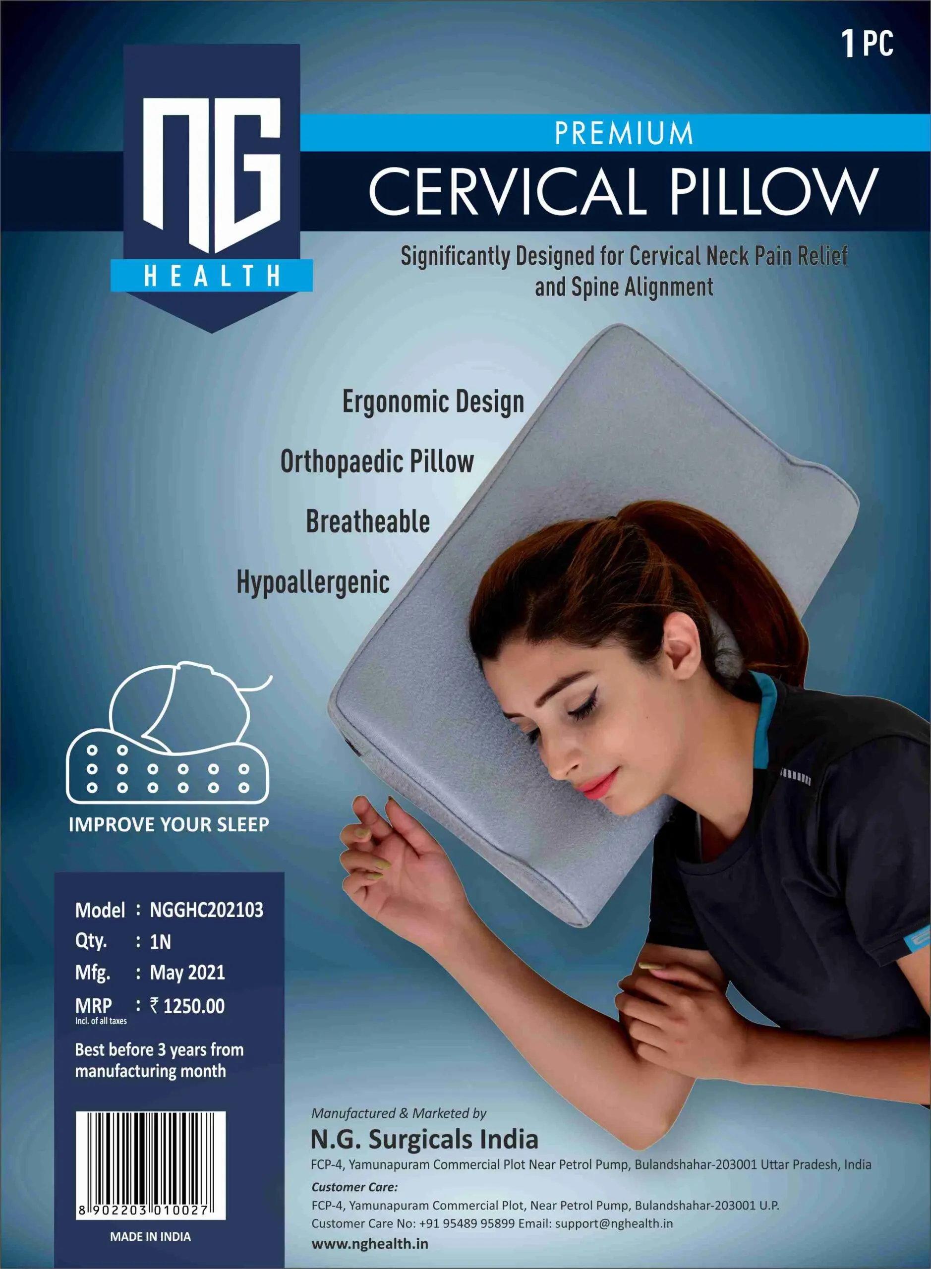 Premium Cervical Pillow contour design Premium Cervical Pillow contour design